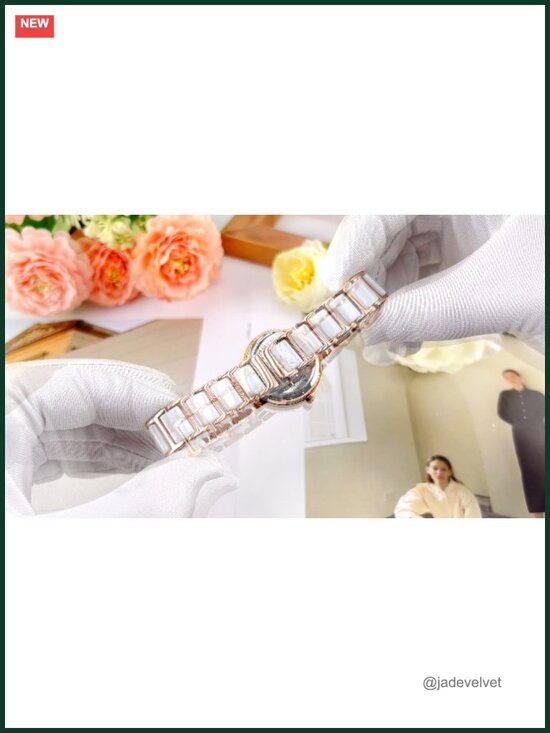 Luxury Ceramic & Stainless Steel Ladies Dress Watch - Pearl Dial, Diamond main image 4